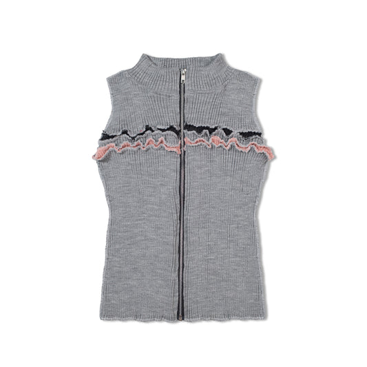 Blair Zipper Top in Grey