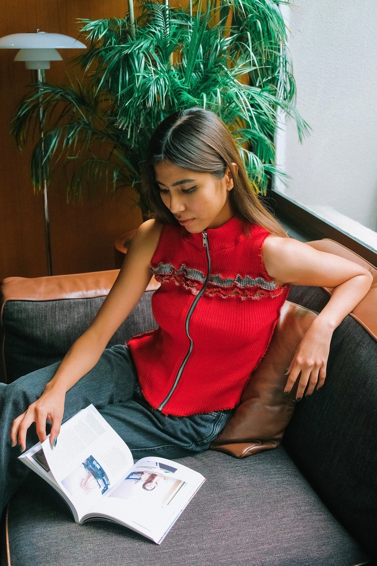 Blair Zipper Top in Red